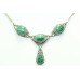 Handmade 925 Sterling Silver natural green Cabochon malachite Gem stone Necklace